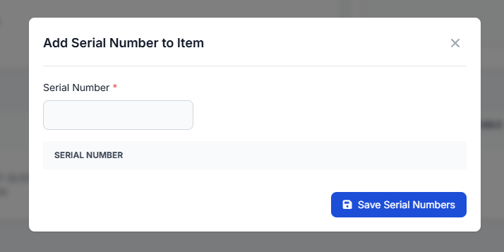 Serial Number Modal