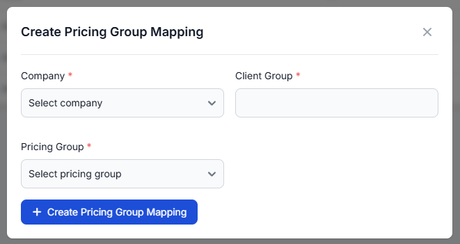 Pricing Group Mapping Form