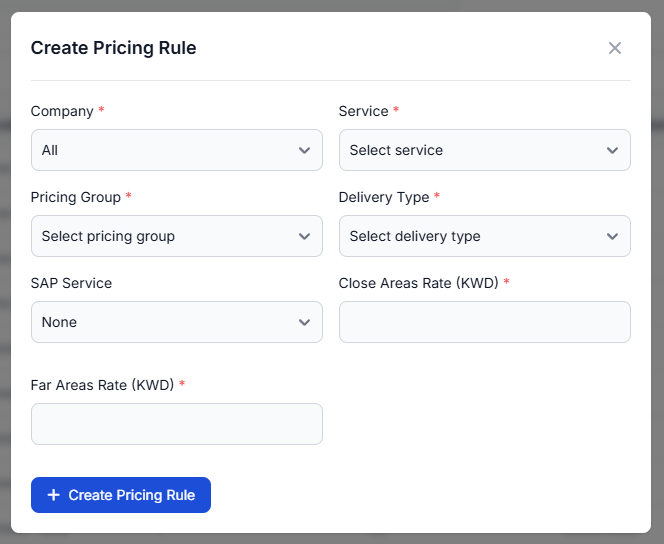 Pricing Rule Form